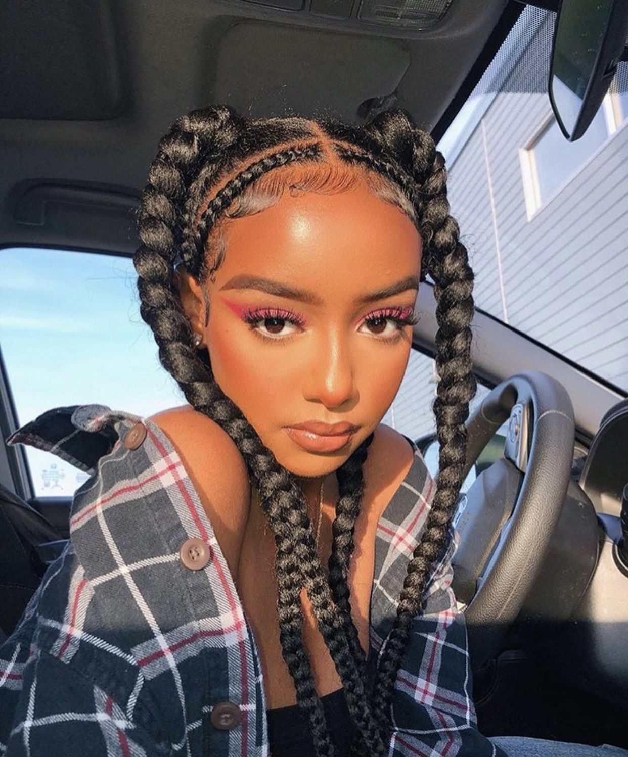 Jumbo Box Braids Wig: Edgy Street Style- Jumbo box braids